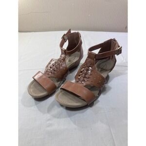 St John's Bay Womens Brown Gladiator Wedge‎ Sandals Size 6.5